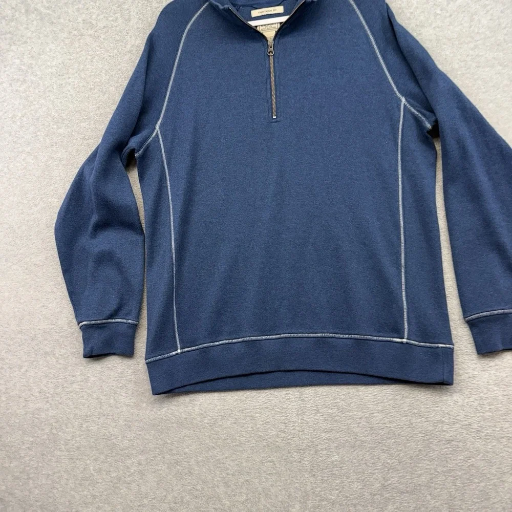 LL Bean Quarter Zip Mens LT Blue Traditional Fit Long Sleeve Pullover Large Tall